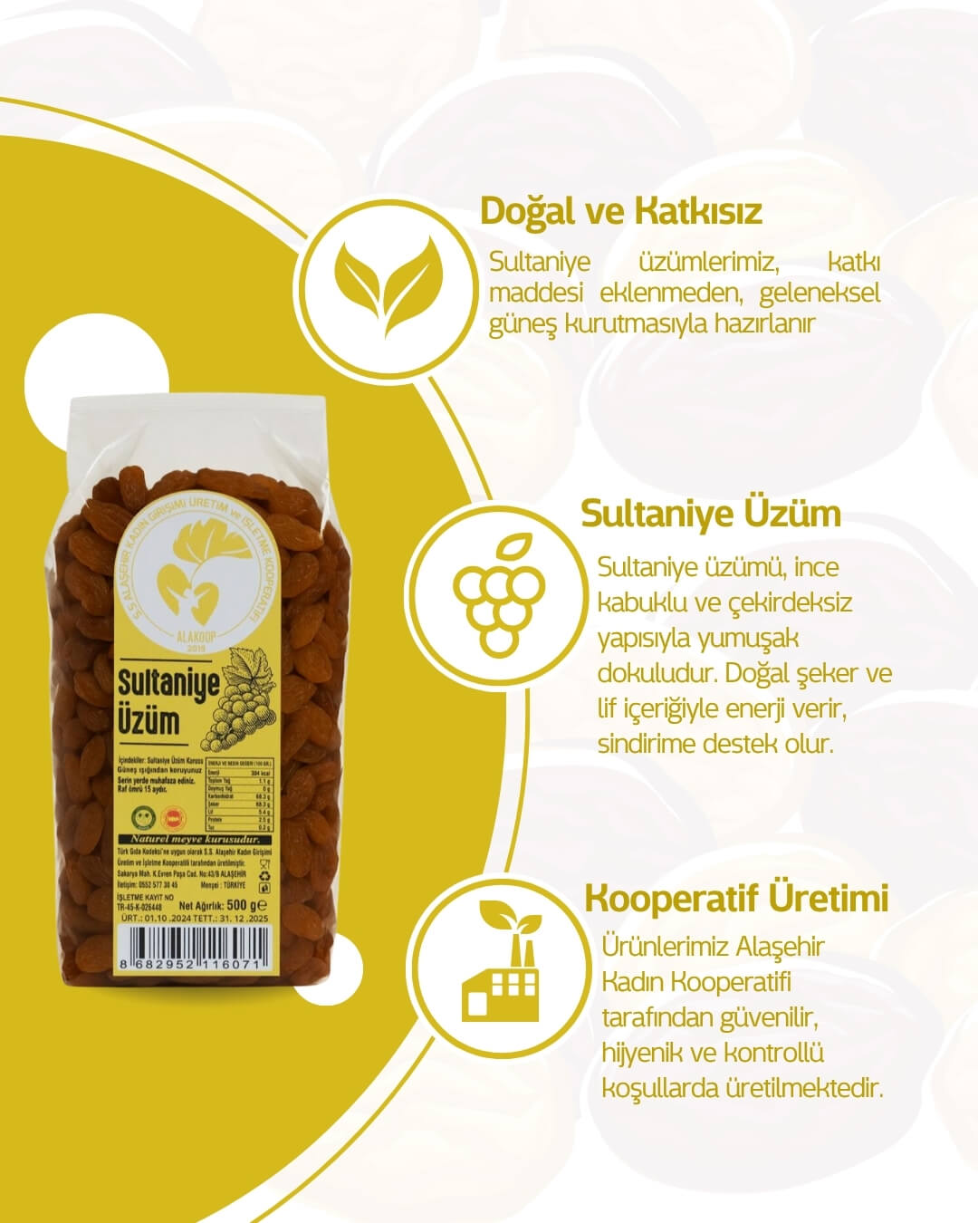 500 Gr. Sultaniye Kuru Üzüm - Görsel 2