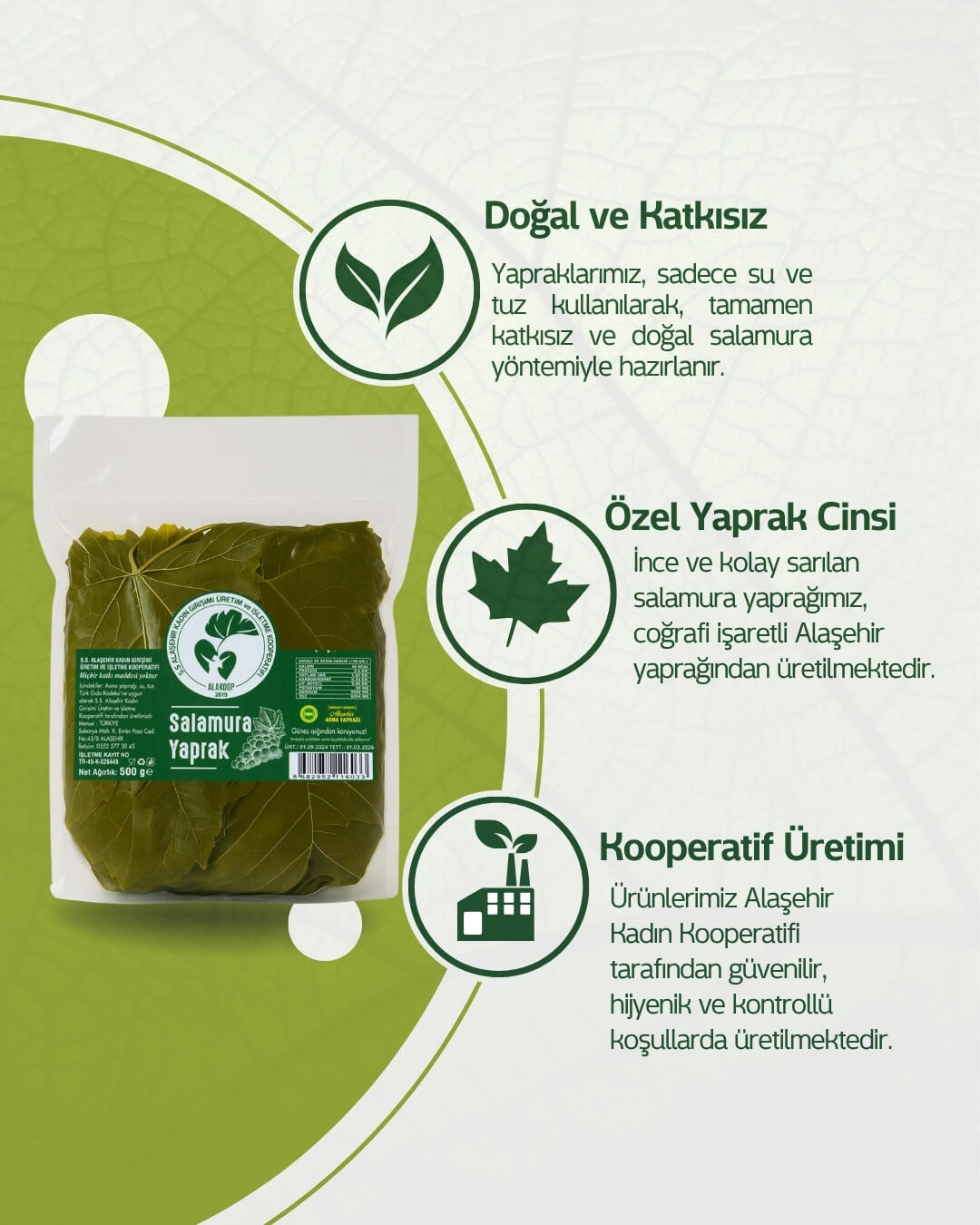 500 Gr. Vakumlu Salamura Yaprak - Görsel 2